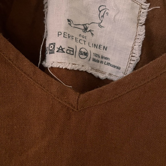 Not Perfect Linen Langley slip dress S/M toast - Picture 3 of 6